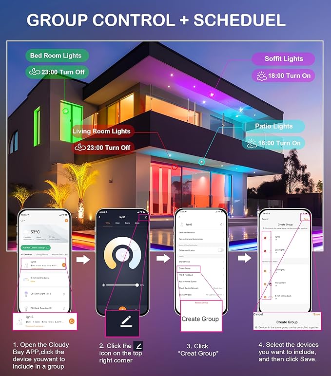 CLOUDY BAY 6inch Smart WiFi LED Recessed Lighting,RGBCW Color Changing, Compatible with Alexa and Google Home Assistant, No Hub Required,15W 2700K-6500K,CRI90+,1 Pack