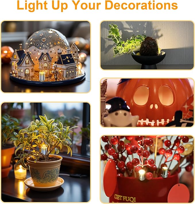 12 Pack Mini Lights, Warm White Mini LED Spotlight, Small LED Lights for Crafts, Small Display Light Battery Powered, Wireless Dollhouse Light, Miniature Spotlights for Displays, Party,Wedding
