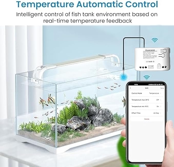 1CH Tuya Intelligent Temperature Sensor,7-32V Dry Contact Relay,Wireless Intelligent Monitoring,Temperature Control of Greenhouse Hatching Fish Tank seedlings,Compatible with Alexa Google Home