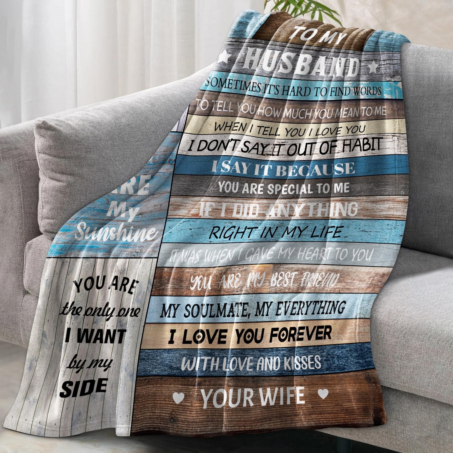 Fluxflix Husband Gifts from Wife, Husband Birthday Gift, Wedding Anniversary Birthday Gifts for Husbands Throw Blanket 60"X50"