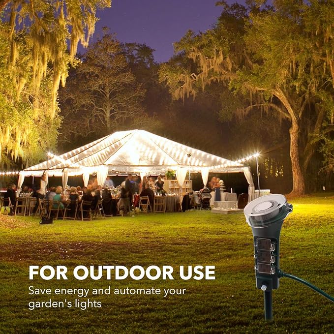 BN-LINK Outdoor Power Stake Timer with Mechanical, 6 Grounded Outlets - 6 ft Cord, Weatherproof for Outdoor Lamps Lights 1875W/15A ETL Listed