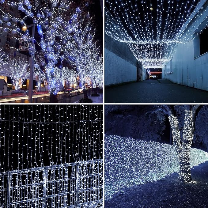 Quntis 164ft 2000 LED Cluster Christmas String Lights - 8 Modes Christmas Tree Lights - Outdoor Waterproof Dark Green Wire Christmas Lights Plug in for Holiday Wedding Party Home Decor, White