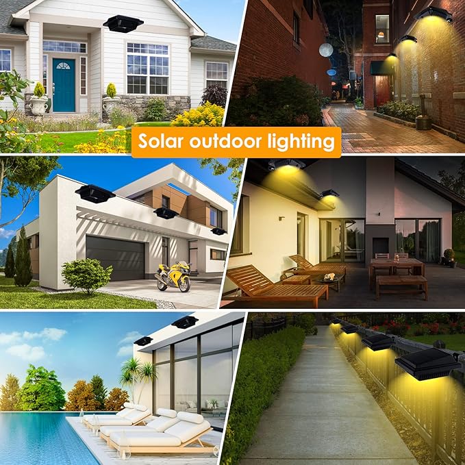 KEENZO Outdoor Solar Lights - Gutter Lights 2pcs, Solar-Powered LED Wall/Fence/Step/Deck Lights with 25 Warm Light LED, Outdoor Waterproof Lighting for Garden, Patio, Backyard, Pathway and Eaves Wall