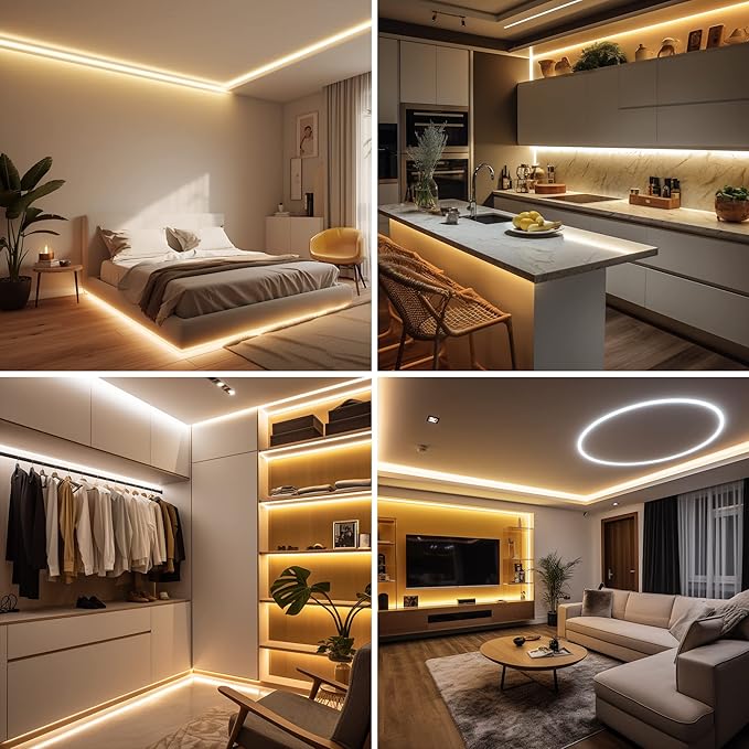 32.8ft COB LED Strip Light Warm White, High Bright LED Strips with 320LEDs, RF Remote and UL Power Supply, 2700K Dimmable LED Lights for Bedroom,Kitchen, DIY Home Decoration, 2 Rolls of 16.4ft