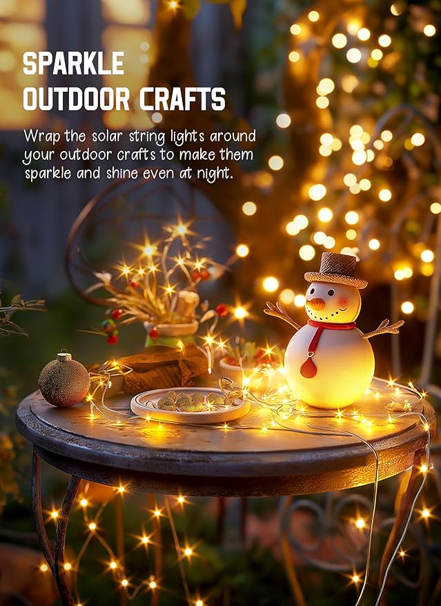 Minetom Solar String Lights for Outside, 6 Packs Total 198Ft 600 LED Outdoor Solar Fairy Lights, 8 Modes Balcony Lights for Tree Patio Christmas Party Wedding Decor (Warm White)