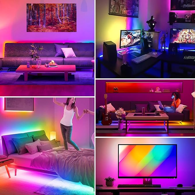 BTF-LIGHTING FCOB WS2811 IC RGB COB LED Strip 9.8FT Chasing Color Tape Light Kit DC24V 630LED/m 10mm Width Dream Color Bluetooth Sync Music Controller for Bedroom, Party, Christmas DecorWhite PCB