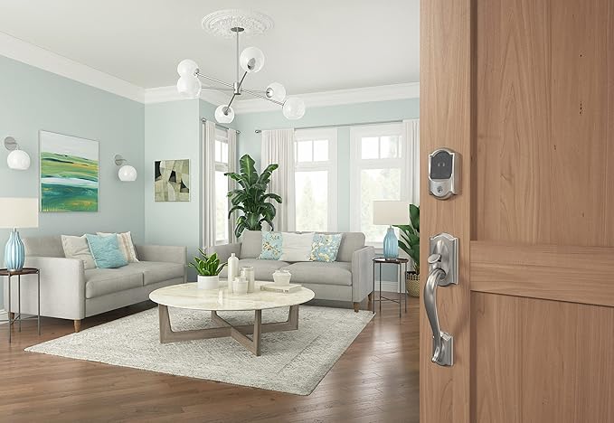 Schlage Encode Plus Smart Wi-Fi Lock for Front Door,Keyless Entry Deadbolt,Unlock with Apple Watch,Built-in WiFi and App Control,Easy Install,Alexa & Apple HomeKit Compatible,Satin Nickel,(Pack of 4)