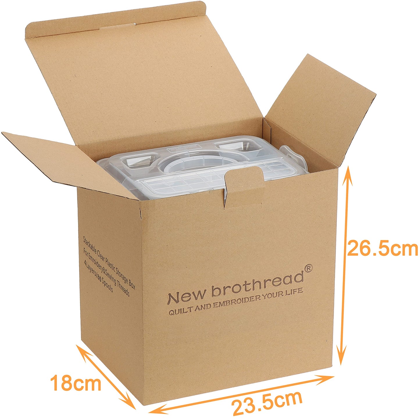 New brothread 4 Layers Stackable Clear Storage Box/Organizer for Holding 80 Spools Home Embroidery & Sewing Thread (Spool Size Requirement: Height≤2.2"/5.6CM; Width≤1.69""/4.3CM)"