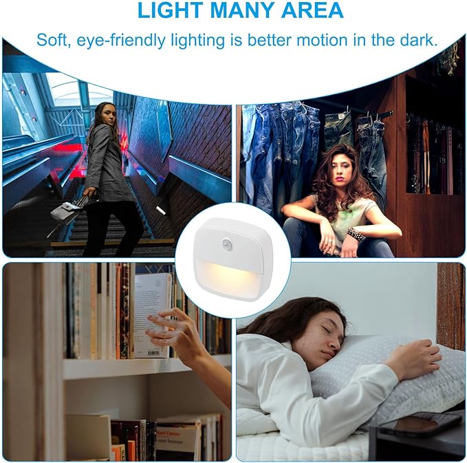 PATIKIL Indoor Stair Lights with Smart Motion Sensor, Battery Operated Under Counter Lighting for Kitchen, Bedroom, Bathroom, Warm Light