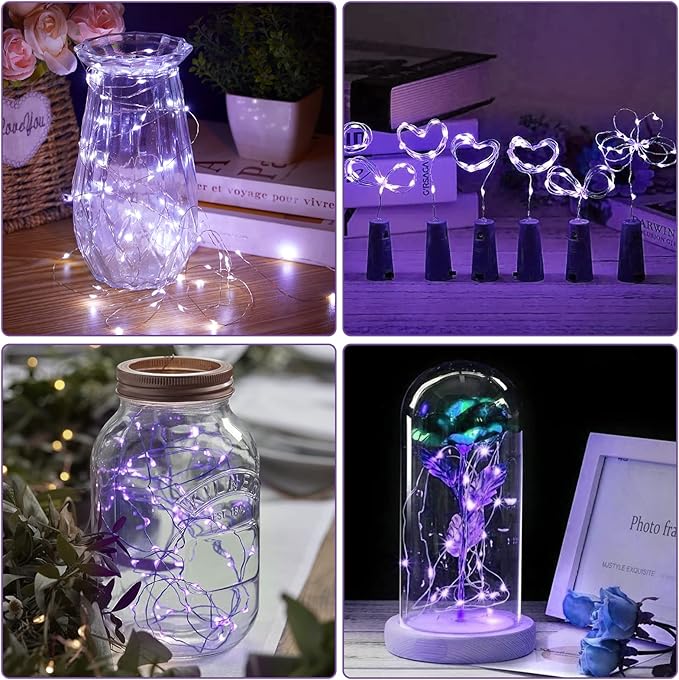 Bexdir 12 Pack Fairy Lights Battery Operated String Lights,7FT 20LED Waterproof Silver Wire Christmas Lights Outdoor,Firefly Mini Lights for Bedroom Party Birthday Wedding Home Decor