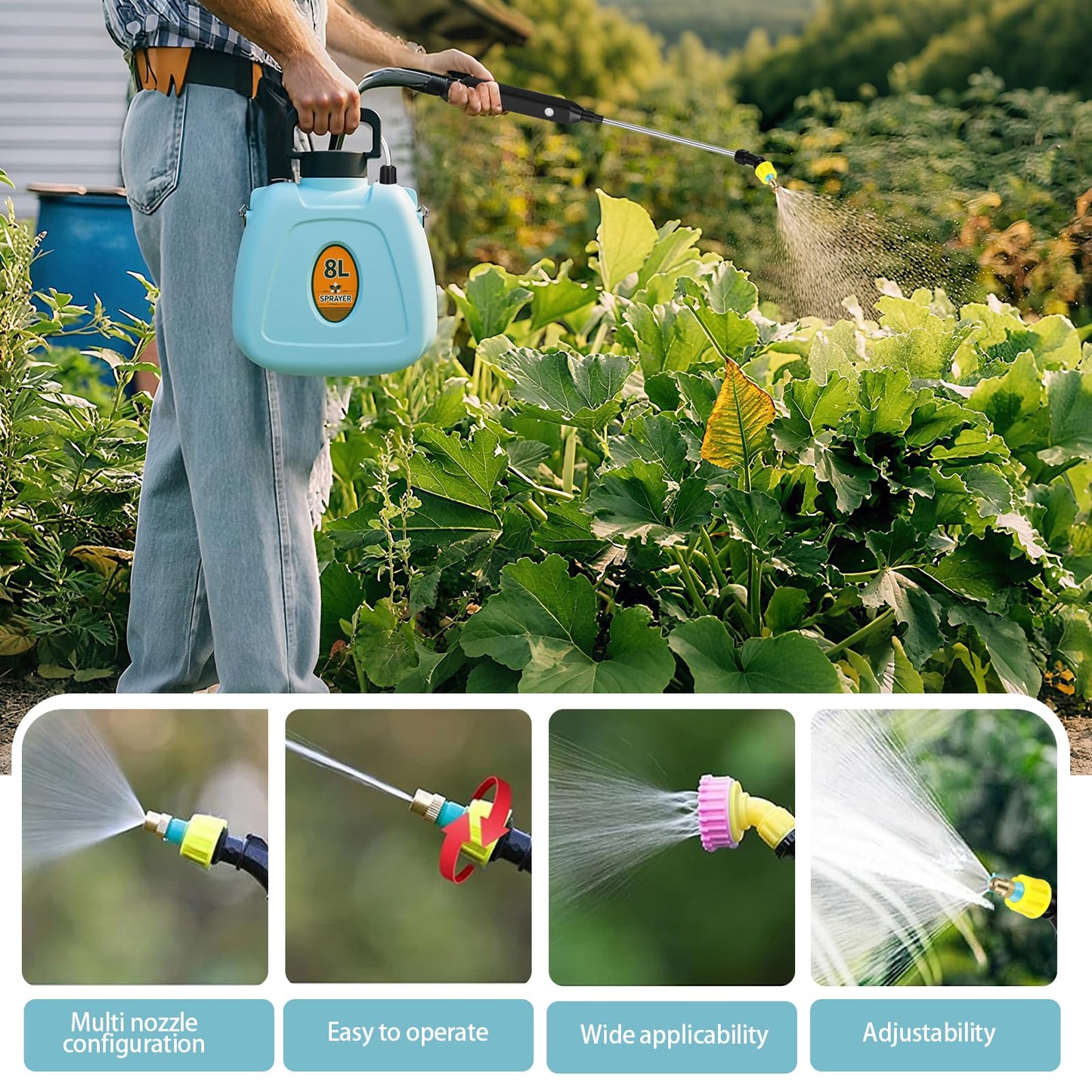 2 Gallon Battery Powered Garden Sprayer,2025 Upgraded Electric Weed Sprayer with 3 Adjustable Speed, Battery Indicator,Rechargeable Retractable Wand with Adjustable Shoulder Strap for Lawn,Garden,Yard
