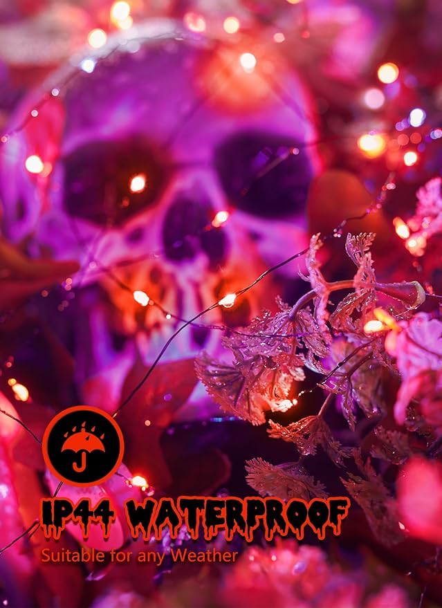 5 Pack Fairy Lights Battery Operated, 7 Feet 20 Led String Lights with Timer, Waterproof Firefly Lights for Party Haunted House Indoor Outdoor Halloween Decorations, 6 Hours on/18 Hours Off, Orange