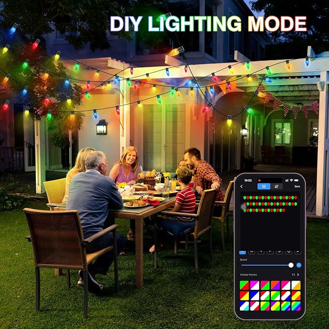 Smart C9 Christmas Lights Outdoor, 118FT 150LED RGB Color Changing String Lights, App&Remote Control, Music Sync, Connectable LED Christmas Tree Lights for Outdoor House Holiday Decoration