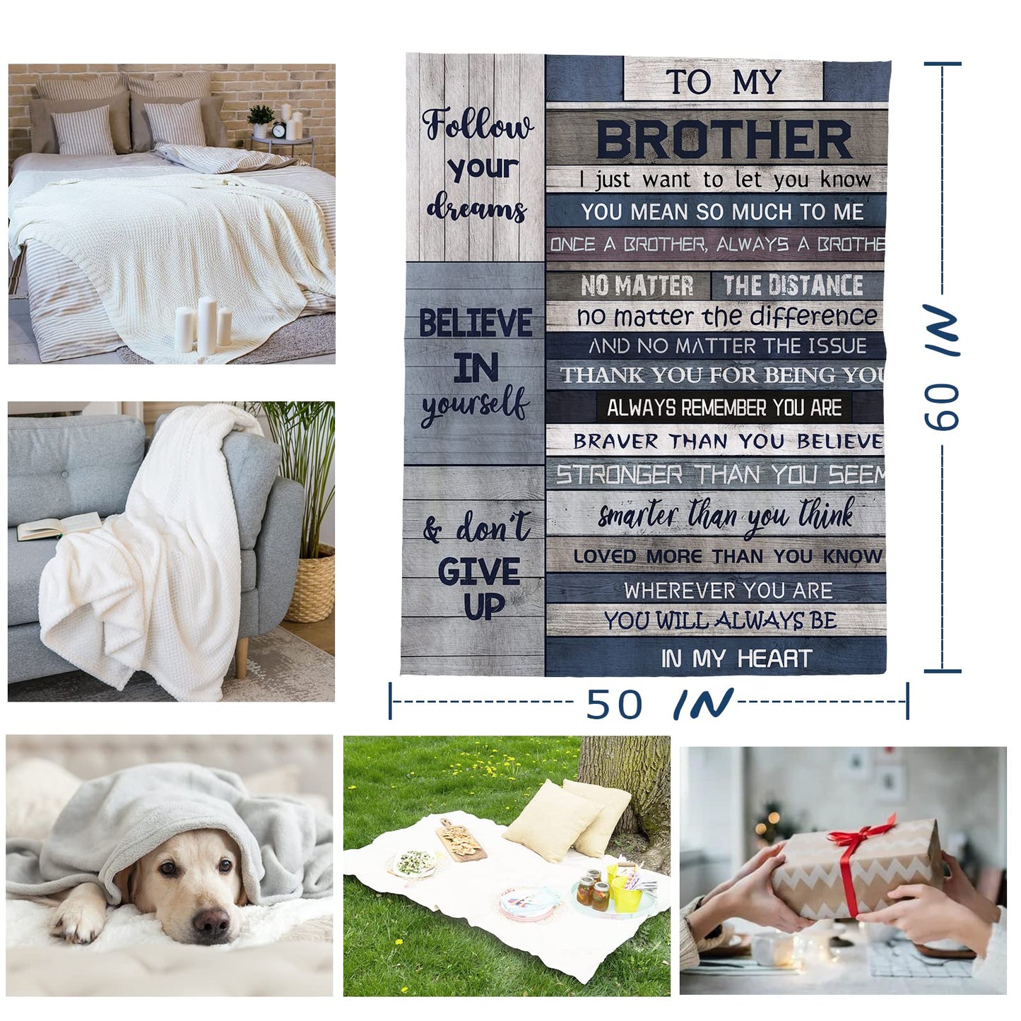 Yamco Big Brother Gift - Gifts for Brothers 60" x 50" Blanket - Funny Brother Gifts from Sister for Birthday - Cool Birthday Gifts for Older Brothers - Bro Christmas Graduation Gift Ideas