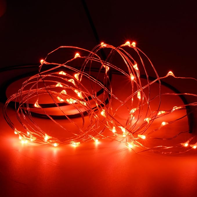 Karlling USB Plug in LED Fairy Lights,2 Packs of 50 LED Bulbs 16 Ft Silver Wire Waterproof Starry String Lights for Bedroom Patio Garden Party Wedding Commercial Lighting (Red)