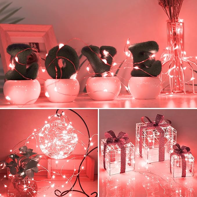 kolpop 12 Pack LED Fairy Lights Battery Operated, Mini Twinkle String Lights Battery Powered Waterproof for Christmas Mason Jars Party,Red