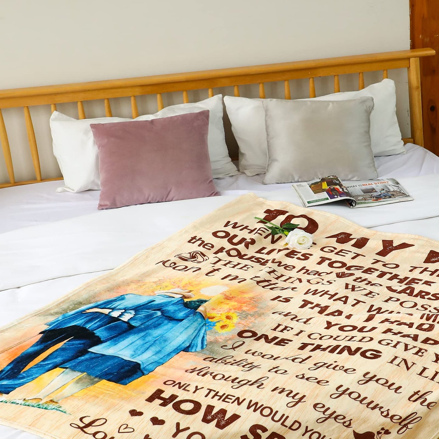 noilfasiki Fathers Day Anniversary Birthday Gifts for Him Her Romantic I Love You to My Love Blanket Mothers Valentines Present Ideas for Wife Husband Bed Throw Blanket 60"x50"