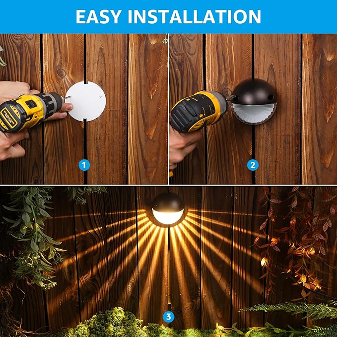 LEONLITE Unique Rays LED Low Voltage Deck Lights Outdoor, 12V Landscape Step Railing Fence Light, Aluminum, 3000K Warm White, IP65, Landscape Deck Light for Backyard, Oil Rubbed Bronze, Pack of 6
