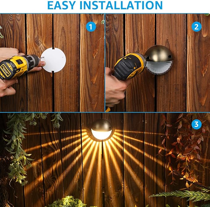 LEONLITE Unique Rays LED Low Voltage Deck Lights Outdoor, 12V Landscape Step Railing Fence Light, Aluminum, 3000K Warm White, IP65 Waterproof, Landscape Deck Light for Backyard, Bronze, Pack of 6