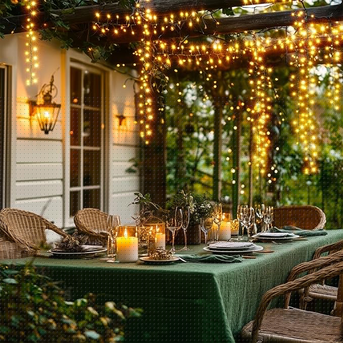 Fairy Lights Plug in, 17 Ft 200LED Twinkle Firecracker String Lights, 8 Lighting Modes Green Wire Cluster Light for Bedroom Indoor Outdoor Garland Patio Garden Wedding Christmas Decoration, Warm White