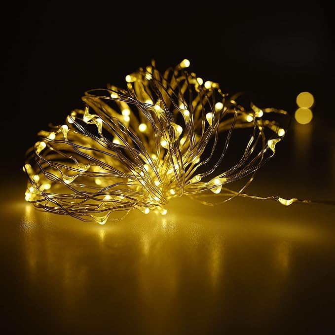 Karlling USB Plug in LED Fairy Lights,50 LED Bulbs 16 Ft Silver Wire Waterproof Starry String Lights for Bedroom Patio Garden Party Wedding Commercial Lighting (Warm White)