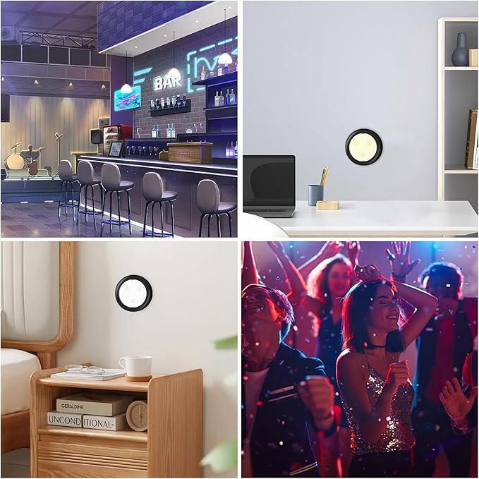 Puck Lights, 13 Colors Changeable LED Puck lightings Battery Powered Dimmable Under Cabinet Lights, Battery Powered Under Counter Lights with 2 Wireless Remote Controls for Kitchen
