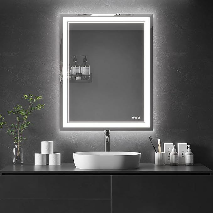 40”x 32” Bathroom Led Vanity Mirror with 3 Colors Light, Dimmable Touch Switch Control, Anti-Fog Wall Mounted Makeup Mirror for Wall (Horizontal