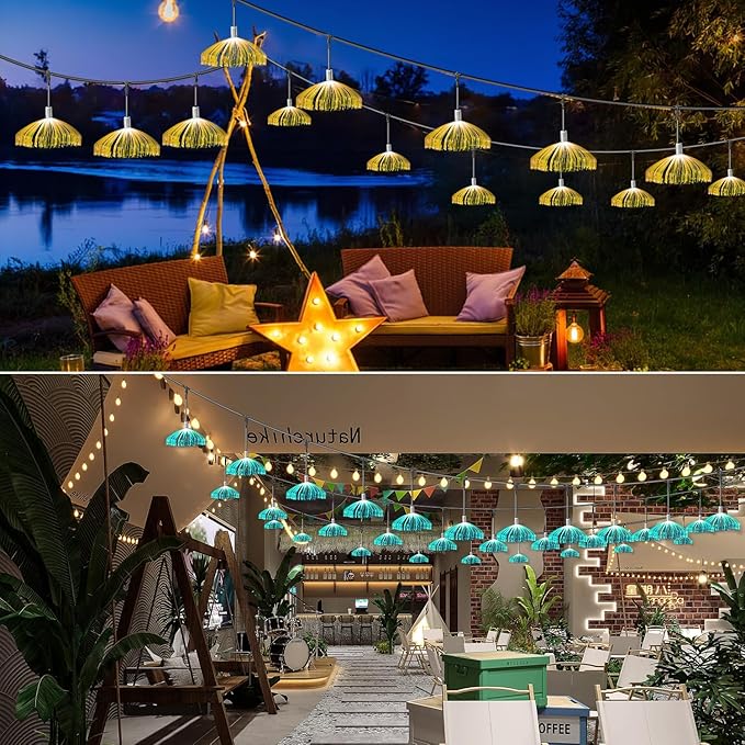 AZIMOM 10PCS Fiber Optic Jellyfish Lamp 16.4ft DC12V RGB Colorful Waterproof Connectable Jellyfish Fairy String Hanging Light for Ceiling Garden Trees Christmas Party Wedding Lighting Decor