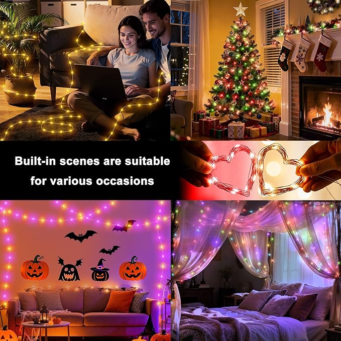 OMIKA 100FT 300 LED Fairy Lights Plug in, Smart String Lights with APP & Remote Control DIY Music Sync, Warm White & Color Changing Christmas Lights for Outdoor Indoor Bedroom Party Dorm Decoration