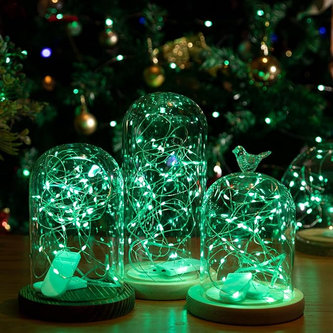 HXWEIYE 12 Pack Fairy Lights Battery Operated, 7ft 20LED Mini Twinkle String Light for Mason Jar DIY Wedding Table Centerpieces Party Bedroom Christmas (Green)