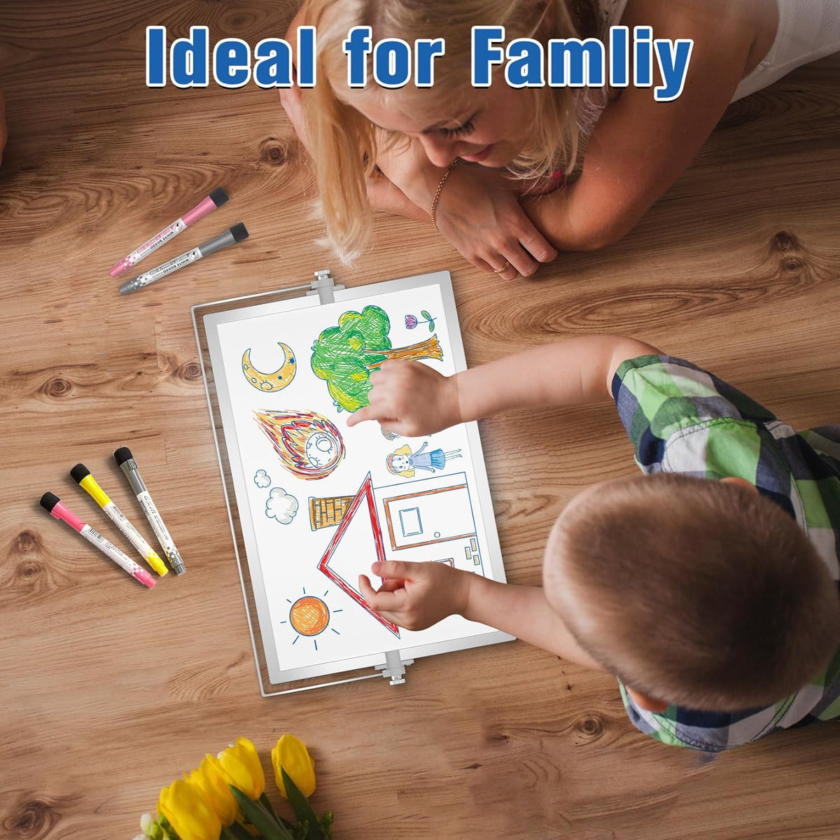 Grtard Magnetic Dry Erase White Board with Stand, 12''x8'' Double-Sided White Board for Kids, Desktop Whiteboard with Stand, Magnetic WhiteBoard Portable, Dry Erase Board for Kids, ToDo, Drawing