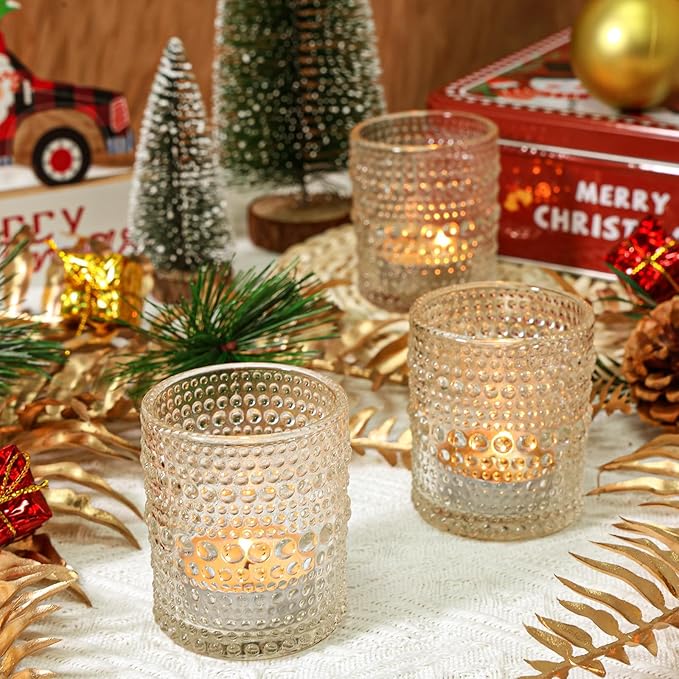24 Pcs Votive Candle Holders, Clear Glass Candle Holders Bulk for Table Centerpiece, Tea Lights Candle Holders for Wedding Shower, Party and Home Decor