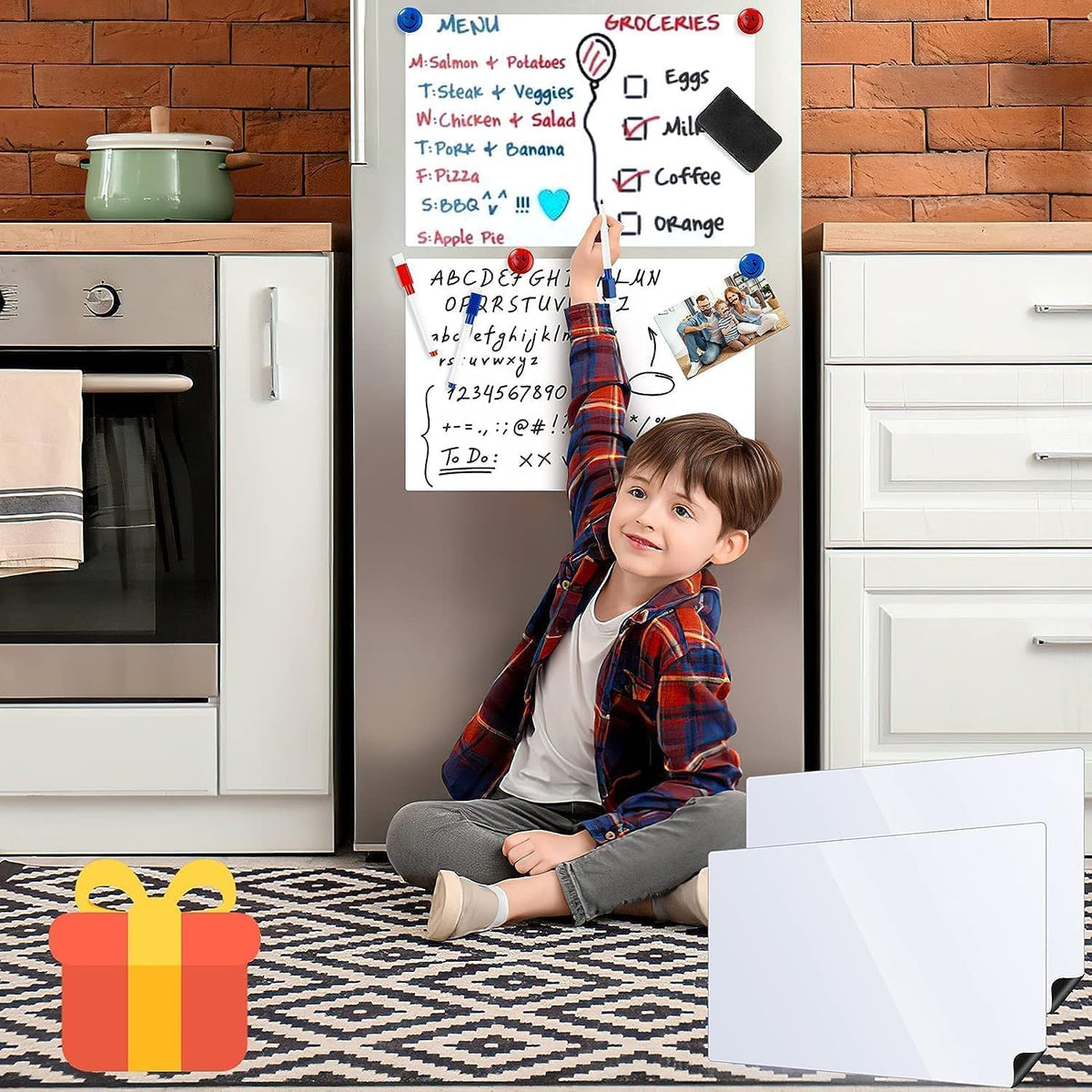 Magnetic Whiteboard Contact Paper, 30" x 40" Stick on Magnetic Dry Erase White Board Sticker on Wall, Easy to Write for Drawing, School, Office, Kitchen Fridge