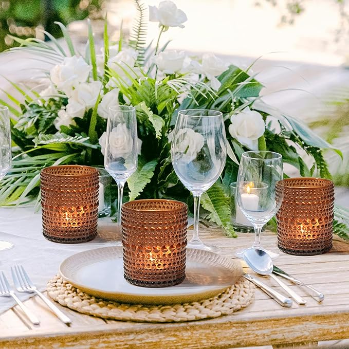 12pcs Votive Candle Holder for Wedding, 2.7 * 3.5in Large Amer Glass Tea Light Candle Holders Bulk, DIY Wax Filling Romance Tealight Candle Holders for Home Table & Christmas Thanksgiving (12)
