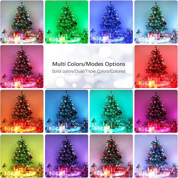 BrizLabs Fairy String Lights - 2 Pack 66ft 200 LED Color Changing Christmas Fairy Lights with Remote, Plug-in RGB Christmas Twinkle Light Rainbow Firefly Starry Light for Xmas Tree Halloween Bedroom