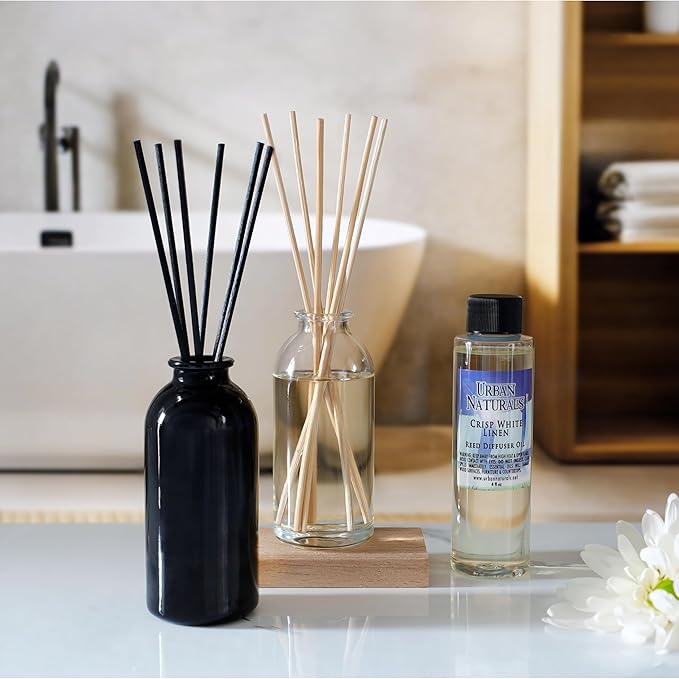 Urban Naturals Reed Diffuser Oil Refill White Tea Sage with Bergamot, Soft Herbal Notes 8 oz + Free Reed Sticks, Made in the USA