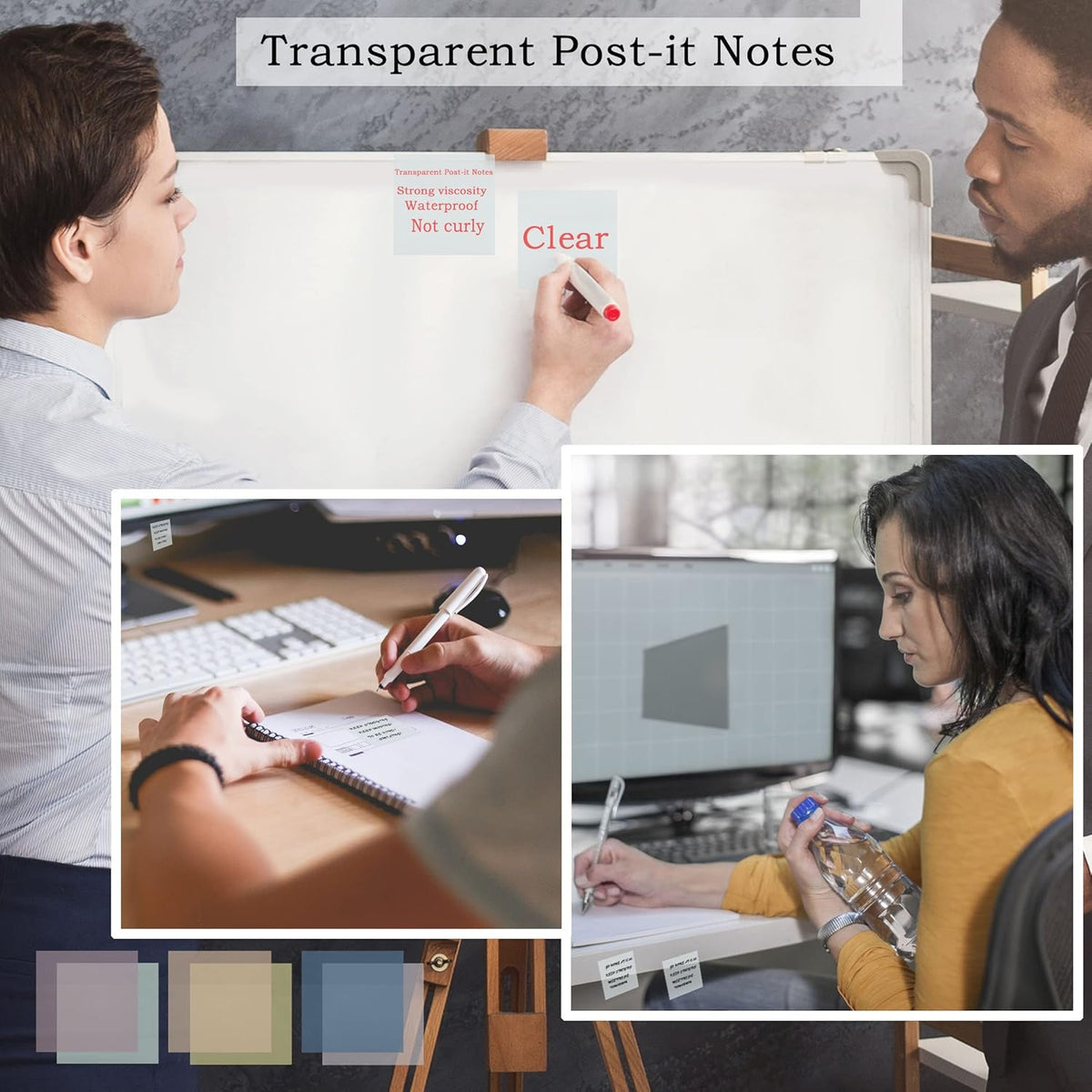 800Pcs Transparent Sticky Notes, 3"x3" Clear Sticky Notes, Waterproof Translucent Sticky Note Pads for Books Annotation, Clear Post it Notes for Bible Study, School, Office(White)