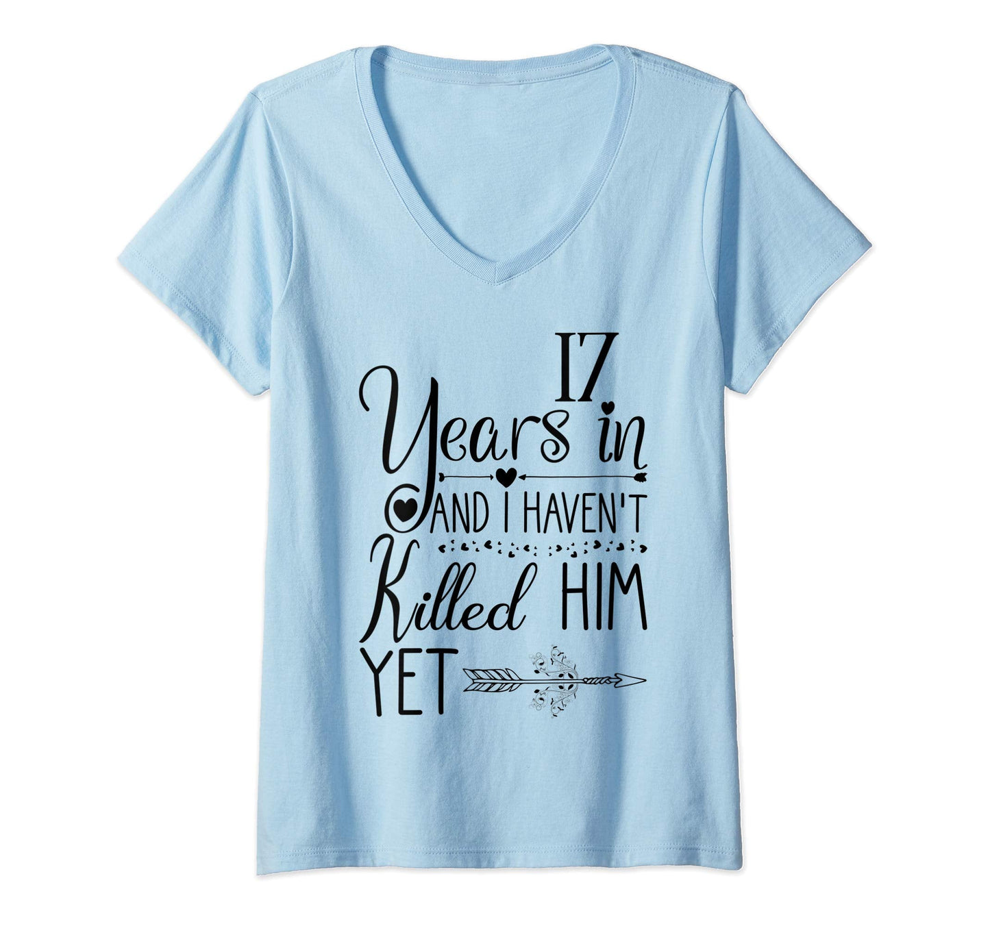 Womens 17th Wedding Anniversary Gift for Her 17 Years of Marriage V-Neck T-Shirt