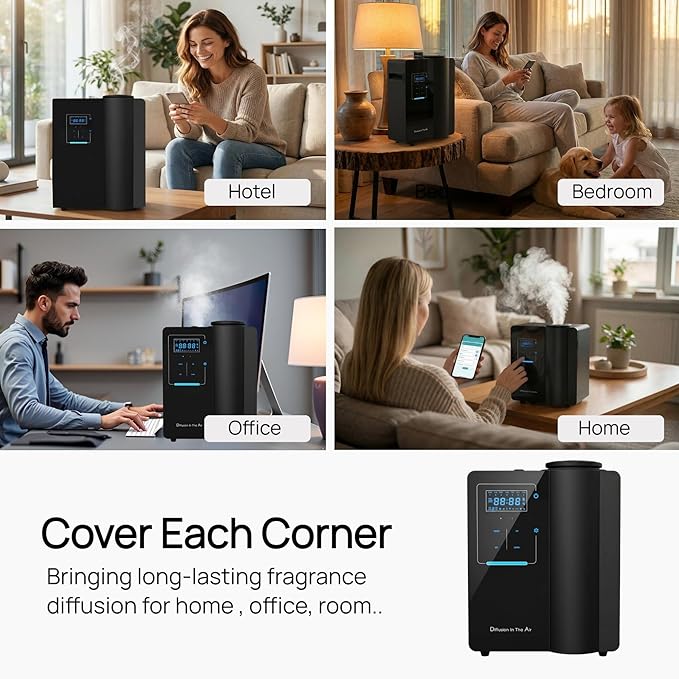 Kevinleo Waterless Essential Oil Diffuser Bluetooth for Max 7,500 Sq.Ft Whole House | 500ml Large Bottle | HVAC System Connect | Aromatherapy Air Fresheners for Large Room,Home, Office, Hotel