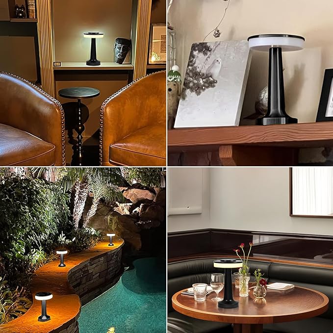 Cordless Table Lamp, Portable LED Desk Lamp, Table Sensor Control Beside Lamps, Kids Night Light with Stepless Dimming & Charging Completed Tip Light & 3 Colors Changing