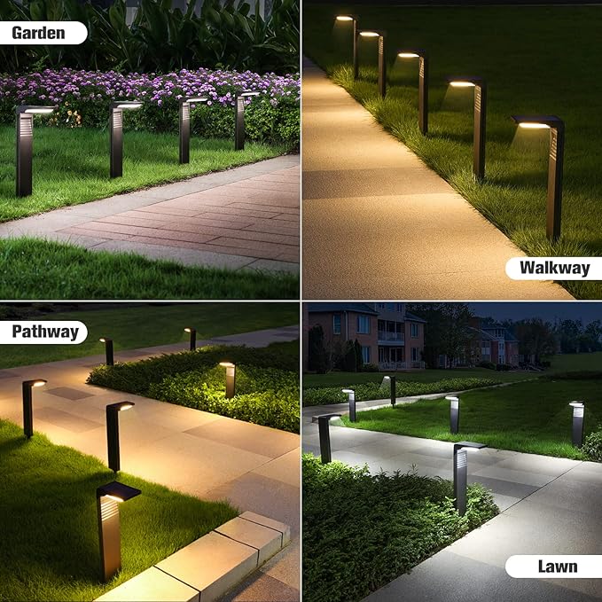 Solar Pathway Lights 8 Pack with Warm White and Cool White Mode, Modern Solar Path Lights Outdoor Waterproof, Perfect Solar Lights for Backyard, Lawn, Driveway, Walkway, Garden Decorative.