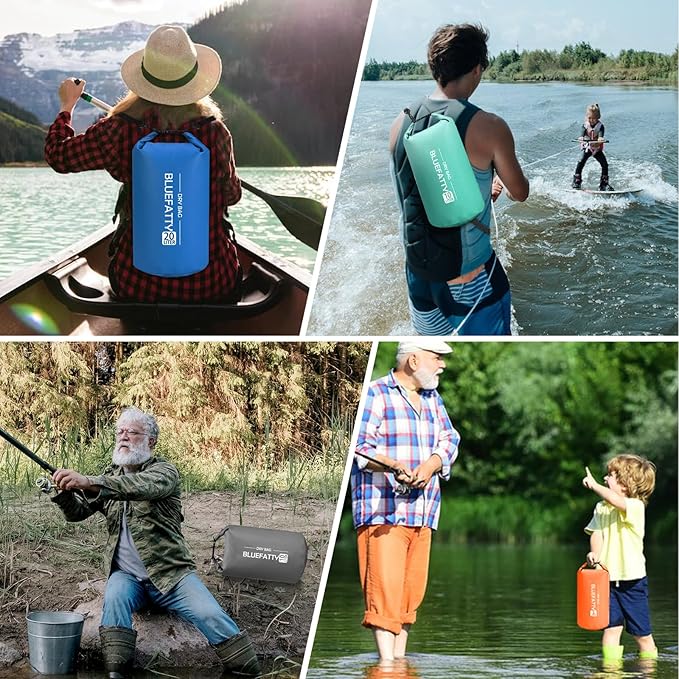 Waterproof Dry Bag Floating Roll Top Waterproof Backpack for Kayaking, Rafting, Boating, SUP, Fishing with IPX8 Waterproof Phone Case, Blue, 20L