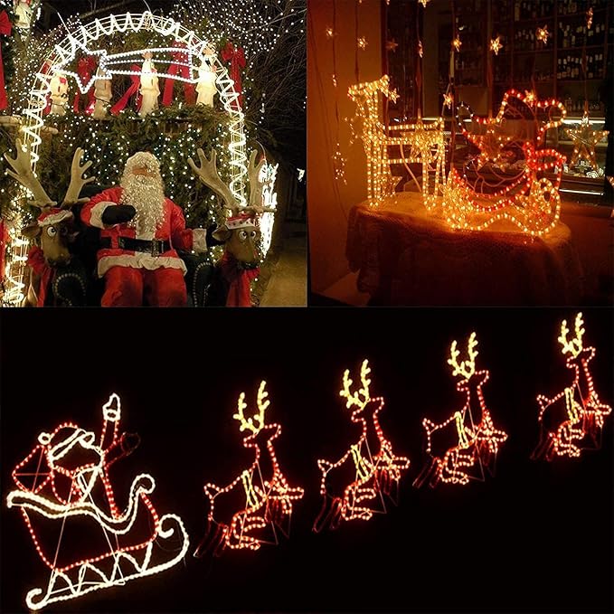 SURNIE LED Rope Lights Outdoor Warm White, Waterproof 25FT Cuttable 3000K Soft Lighting Indoor 110V Flexible Clear Tube for Bedroom Outside Garden Deck Patio Camping Decor, Not Flat Strip