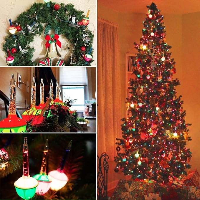 Multicolor Christmas Bubble Lights with 7 Clear Bulbs, UL Listed for Holiday Christmas Celebrations Lighting, Green Wire
