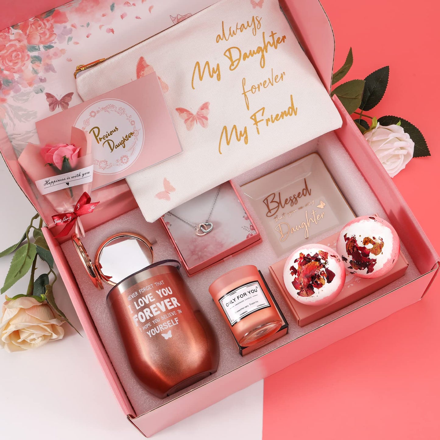 Gift Box for Daughters - Birthday SPA Gift Basket for Grown Adult Women and Girls from Mom Dad - Heartfelt Gift Sets for Graduation, Congratulations, Christmas, Holidays, Thank You