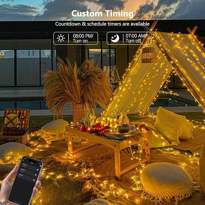 Brizled Smart String Lights Warm White, 32.8ft 100 LED String Lights Work with Alexa & Google Home, Dimmable APP Fairy Light Music Sync Xmas Tree Light Clear Wire for Home Christmas Tree Party Decor