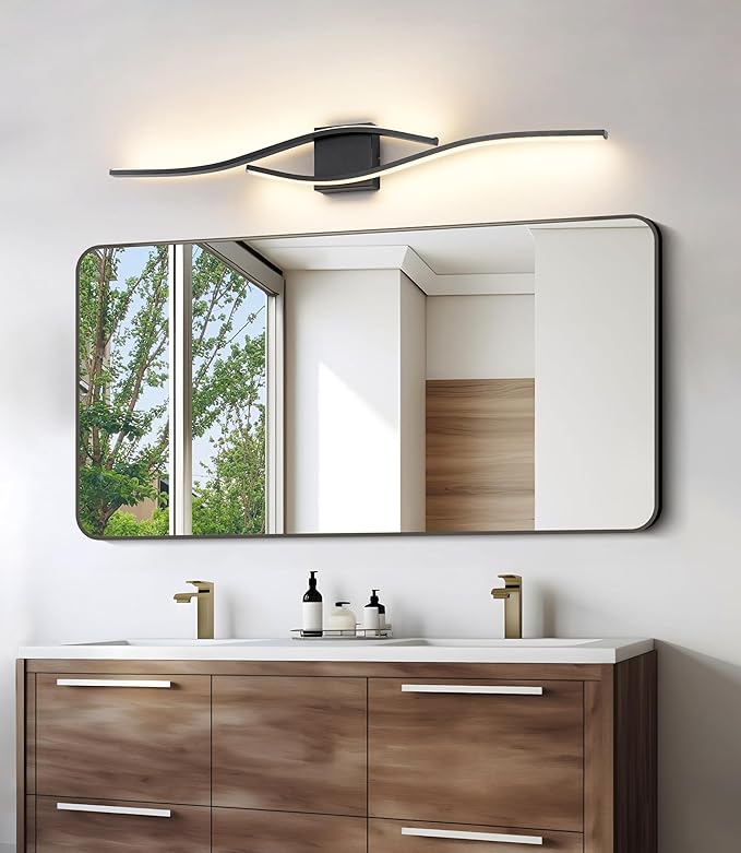Joossnwell Bathroom Light Fixture Over Mirror 39.37 Inch Vanity Lights Bar for Bathroom Dimmable 5CCT Modern Vanity Light Black Led Bath Light Wall Lamp