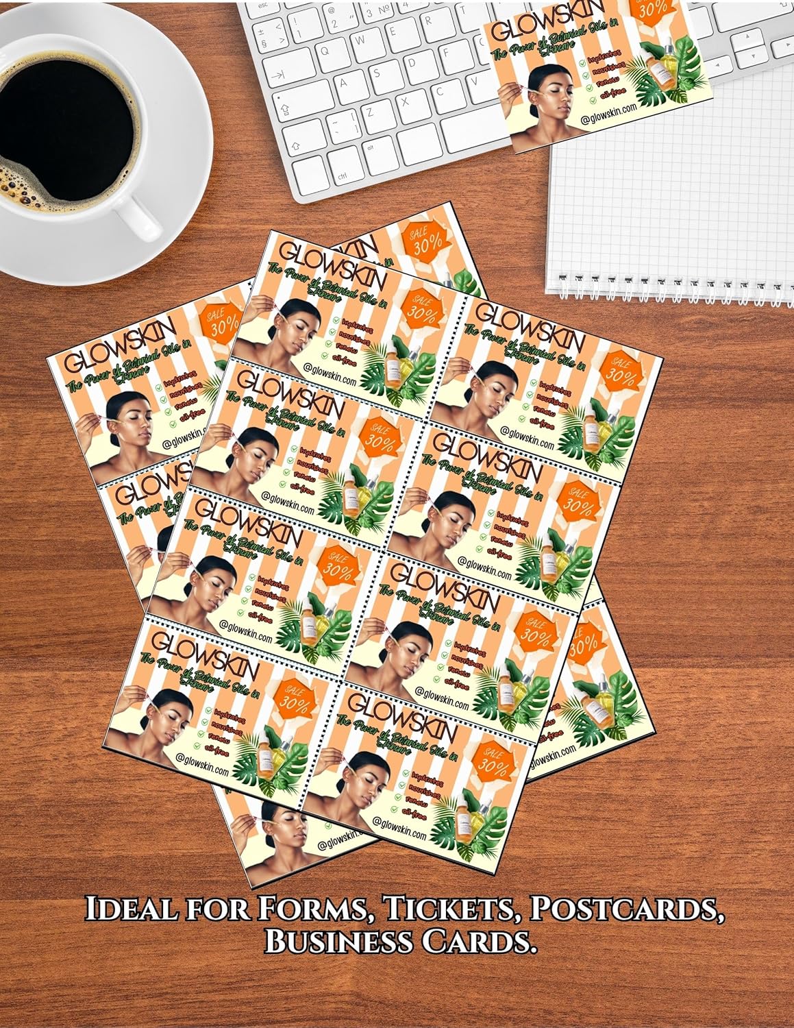 Limited Papers (TM) 8.5x11 Perforated Paper, 20/50 Pound, 75 GSM, Variety of Perforation Sizes and Colors, for Forms, Tickets, Postcards, Business Cards. (Grey, 8 up)