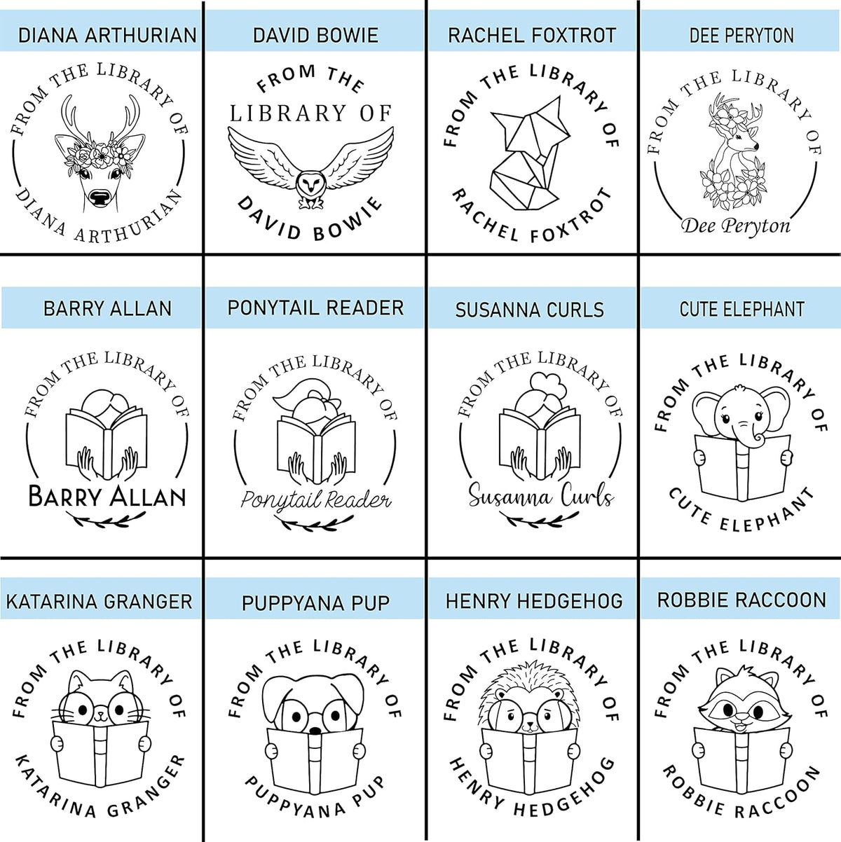 Personal Book Embosser Custom Stamp Seal, from The Library of Gift Ex Libris, Floral and Monogram Designs