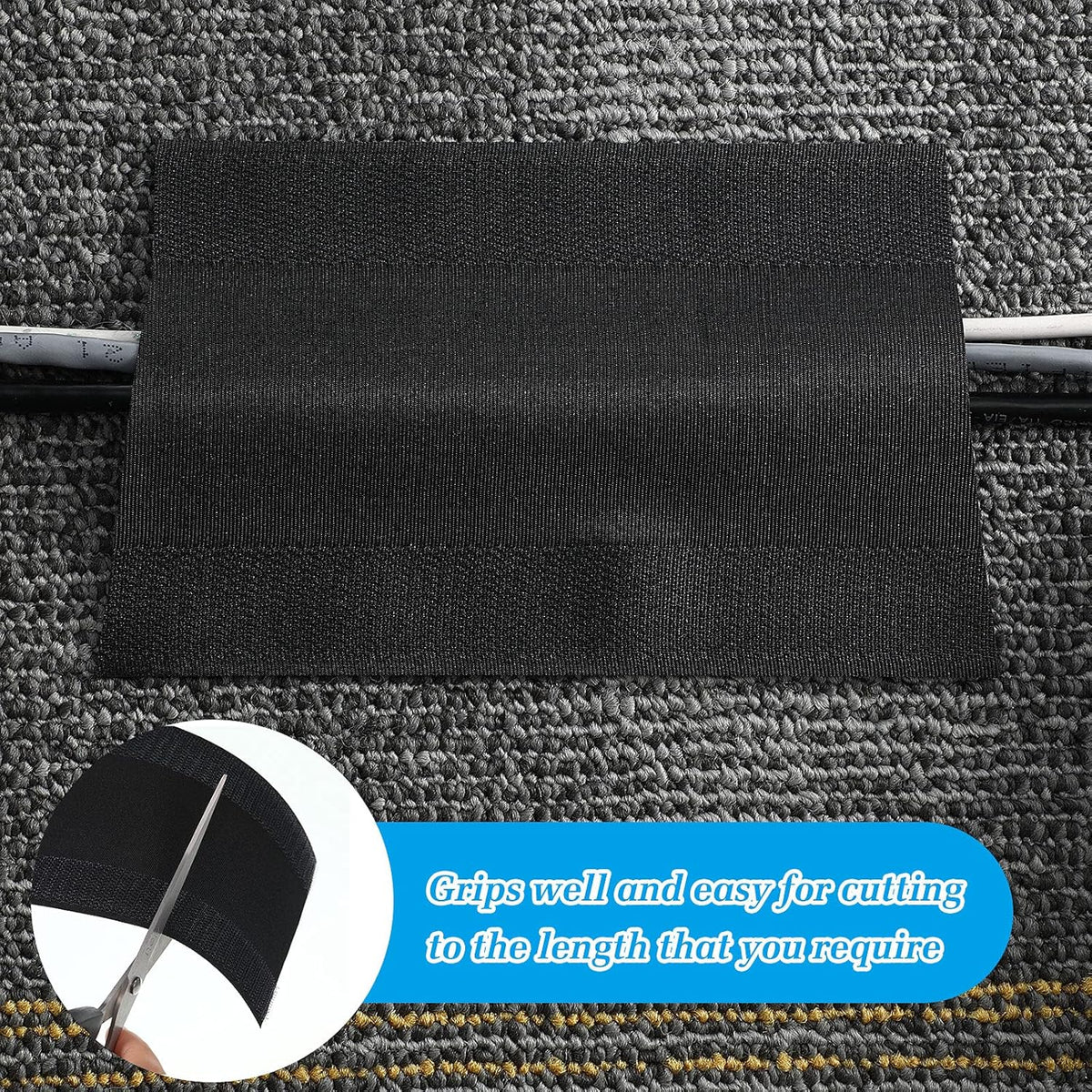 WILLBOND Carpet Cord Cover Cable Grip Floor Cover Cable Protector Management Only for Commercial Office Carpet(Black,29.53 ft)